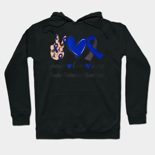 Peace Love Cure Ocular Melanoma Black   Awareness Hoodie